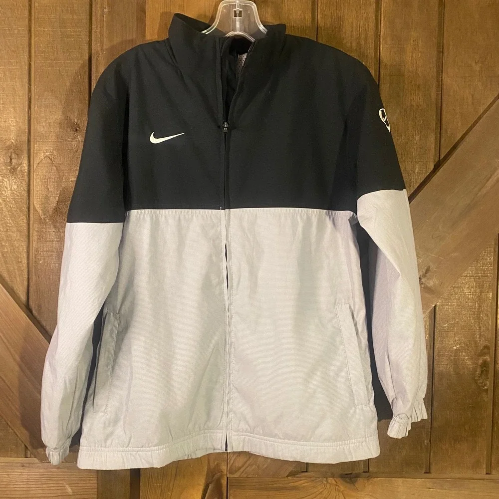 Nike Windbreaker Jacket Boys Large L Black Colorblock Mesh Lined Full Zip